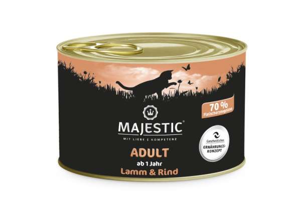 MAJESTIC Nassfutter Adult mit Lamm und Rind, 200g Dose