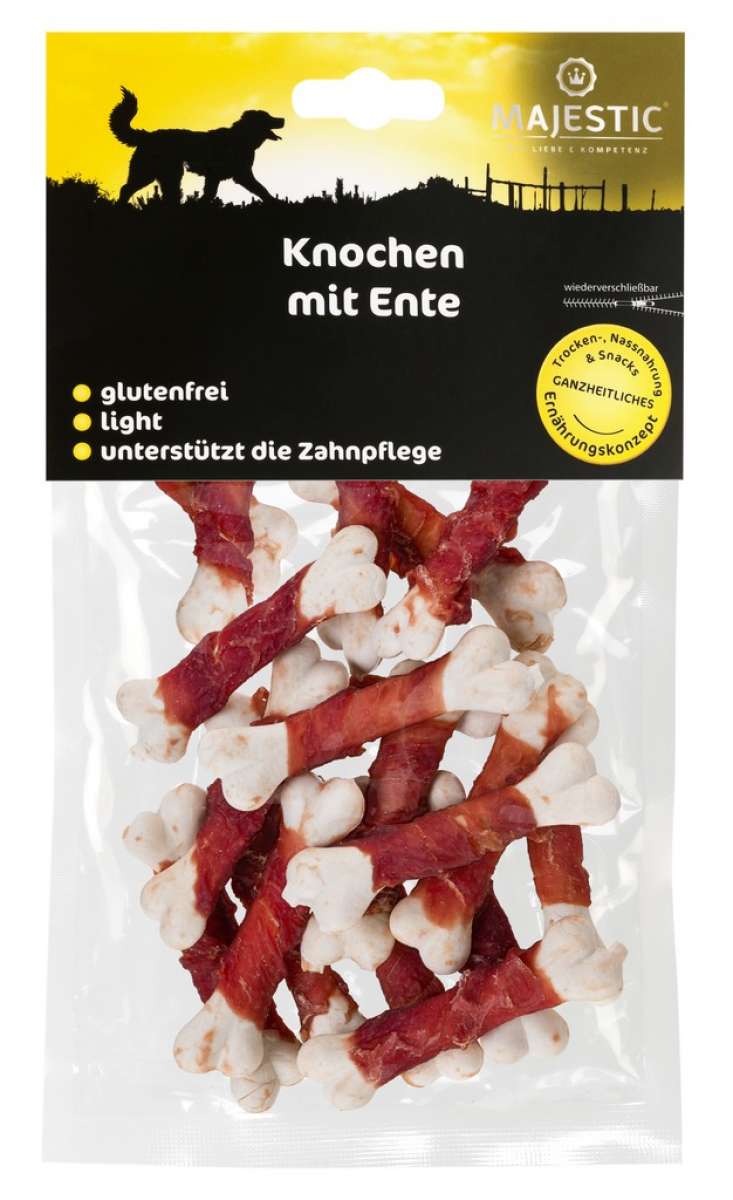 Majestic Knochen mit Ente 100g Hundeleckerli &amp; Snacks Hund