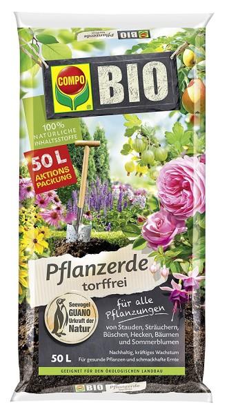 Compo Bio Universal Erde Torffrei 50 Liter Pflanzerde Erde